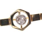 Gouden broche met diamant | 0,10 ct. (vintage, briljant), Gebruikt, Overige kleuren, Ophalen of Verzenden, Met edelsteen