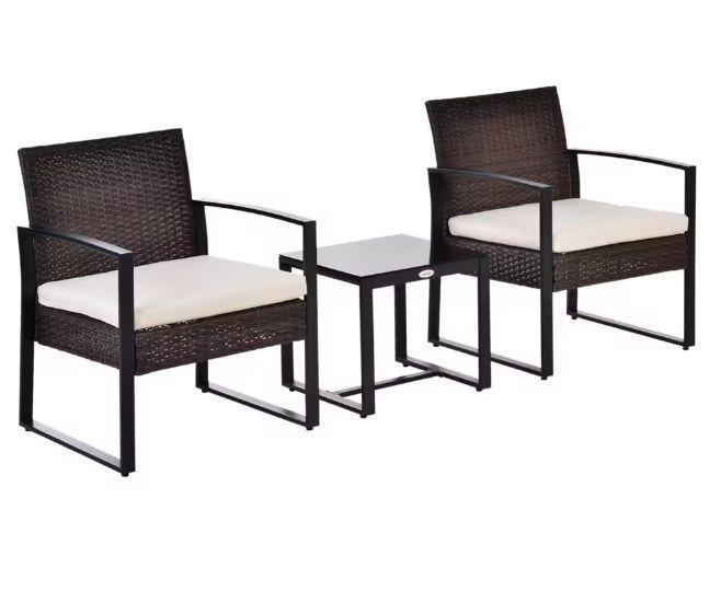 Rotan Balkonset 3-delig – 2 Stoelen met Kussens + Tafel, Tuin en Terras, Tuinsets en Loungesets, Nieuw, Verzenden