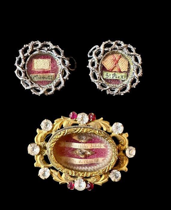 Reliekhouder (3) - Metaal, Verzilverd - 1900-1910 - Lot van, Antiek en Kunst, Kunst | Niet-Westerse kunst