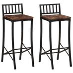 vidaXL Barstoelen 2 st massief gerecycled hout, Huis en Inrichting, Barkrukken, Verzenden, Nieuw