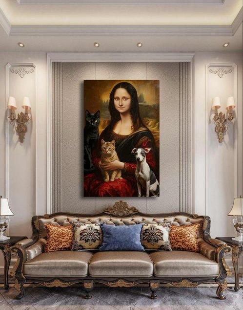 Alberto Ricardo (XXI) - Mona Lisa posando con mascotas, Antiek en Kunst, Antiek | Overige Antiek