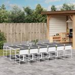 vidaXL 13-delige Tuinset met kussens textileen wit, 2 zitplaatsen, Verzenden, Nieuw, Rvs