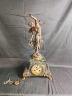 Pendule - mougin - Art Nouveau Zinklegering, Brons -, Antiek en Kunst, Antiek | Klokken