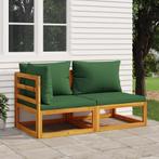 vidaXL 2-delige Loungeset met kussens massief acaciahout, Tuin en Terras, Verzenden, Nieuw, Hardhout, Loungeset