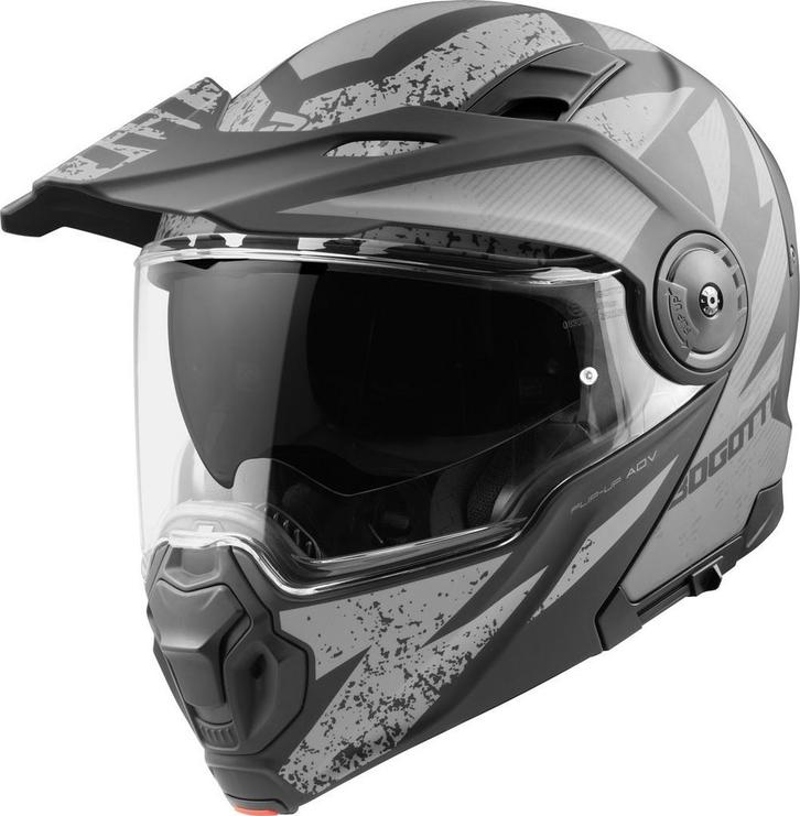 Bogotto FG-102 Safari Fiberglas Enduro Helm Zwart Grijs, Motoren, Kleding | Motorhelmen, XXL, Nieuw met kaartje, Overige merken