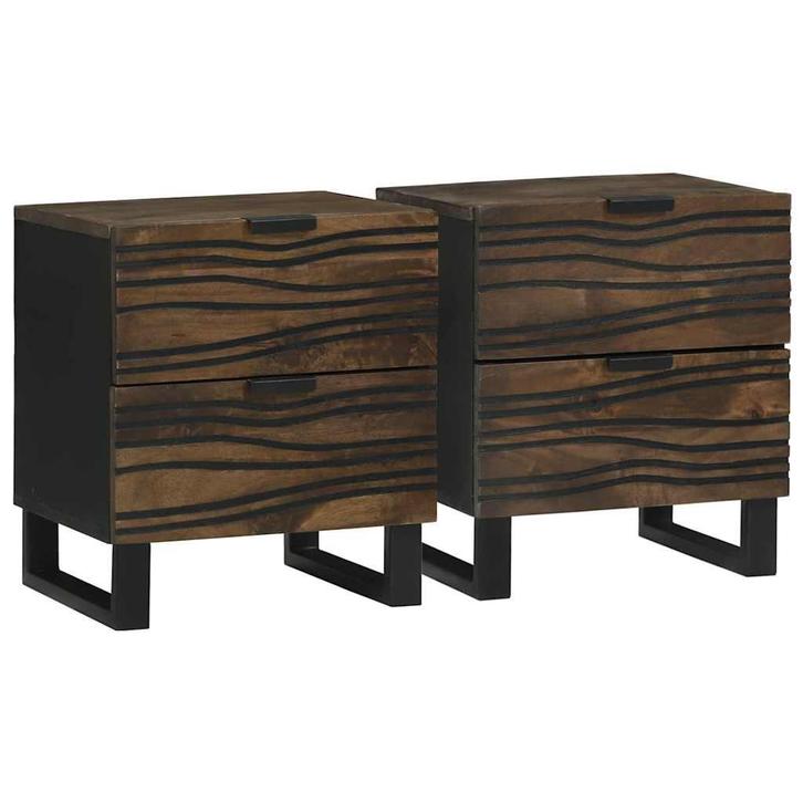 vidaXL Nachtkastje met lade 2 pcs Walnotenhout 40 x 33 x 46, Huis en Inrichting, Slaapkamer | Nachtkastjes, Nieuw, Minder dan 45 cm