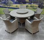 Bilbao Riccione dining tuinset 150 cm rond 7-delig grijs, Tuin en Terras, Ophalen of Verzenden, Nieuw, Wicker