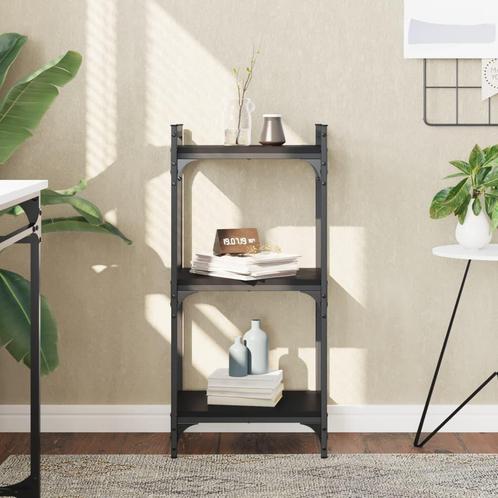 vidaXL Boekenkast 3-laags 40x30x86 cm bewerkt hout zwart, Huis en Inrichting, Kasten | Boekenkasten, Nieuw, Overige houtsoorten