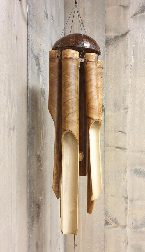 Bamboe windgong gong 6 buizen 50 cm totale lengte 120 cm, Tuin en Terras, Tuinwanddecoratie, Verzenden