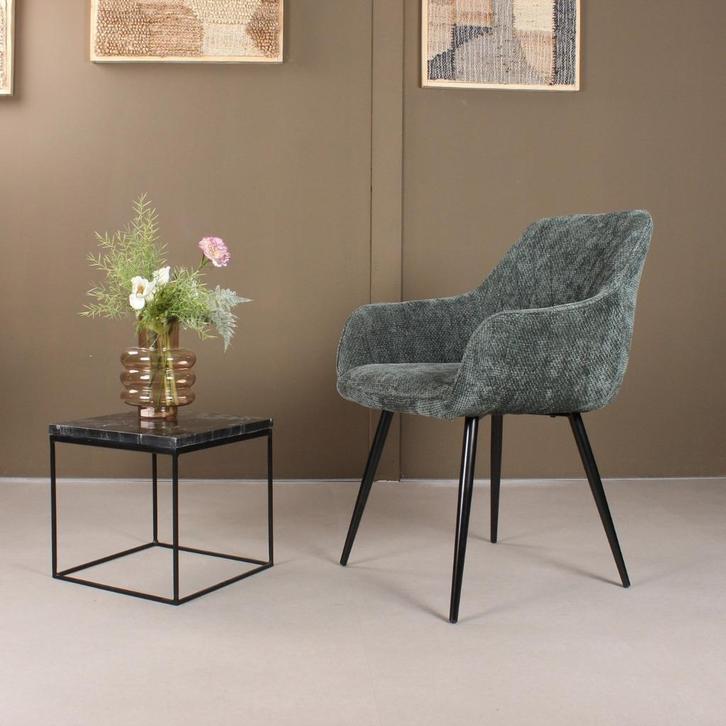 Eetkamerstoel met armleuning | Stof | Groen | DS4U Flavio, Huis en Inrichting, Stoelen, Nieuw, Ophalen of Verzenden