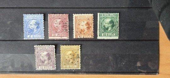 Nederland 1867 - koning willem 3 - nr 7-12, Postzegels en Munten, Postzegels | Nederland