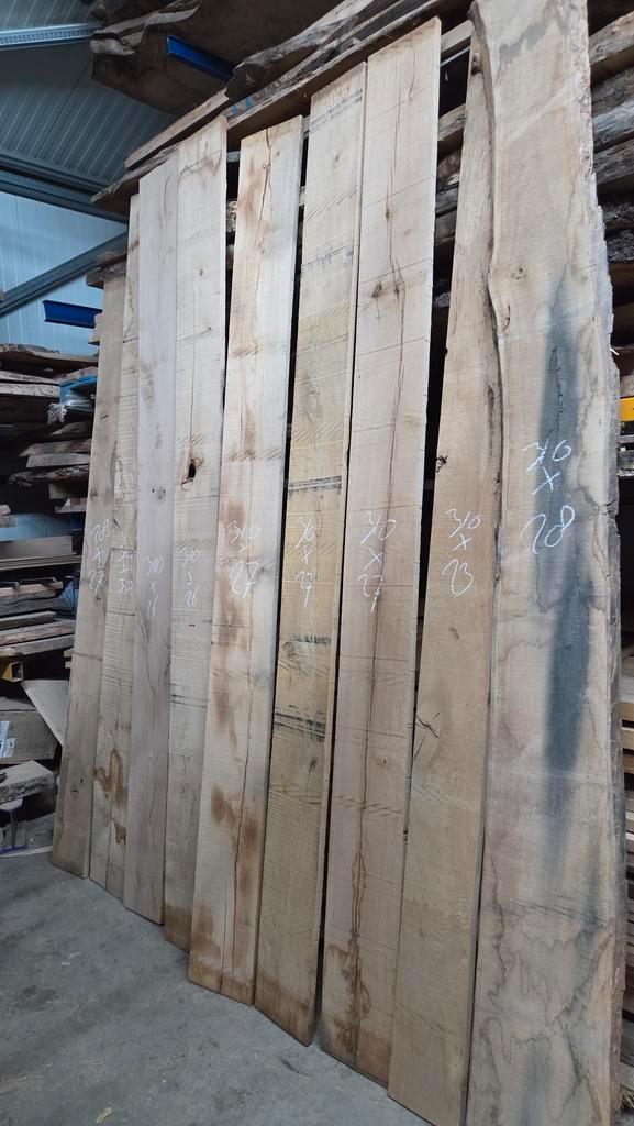 Brede en lange eiken planken 27-3cm breed en ruim 310cm lang, Doe-het-zelf en Verbouw, Hout en Planken, Eiken, 300 cm of meer
