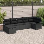 vidaXL 7-delige lounge set met kussens zwart poly rattan, Tuin en Terras, Verzenden, Nieuw, Rotan, Loungeset