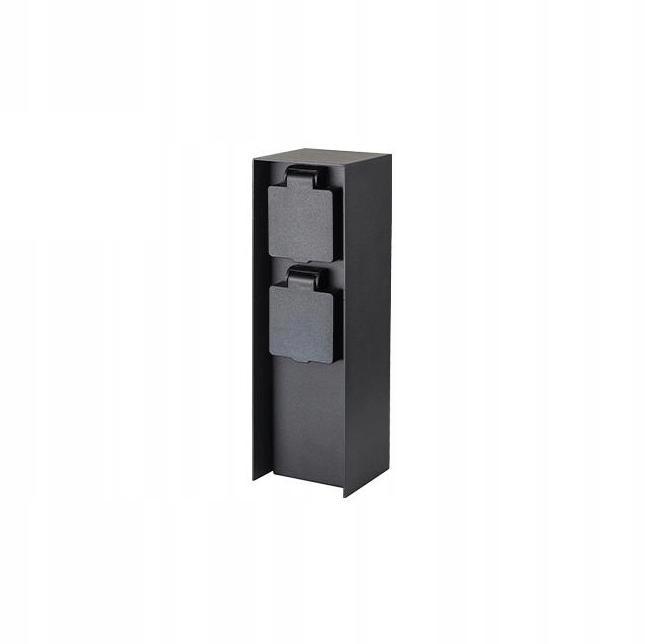 Tuinpaal contactdoos tweevoudig - 23cm - RVS - Zwart, Tuin en Terras, Buitenverlichting, Ophalen of Verzenden