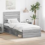 vidaXL Bedframe Grijs Sonoma 75 x 190 cm Massief grenenhout, Huis en Inrichting, Verzenden, Nieuw, Grijs, Hout