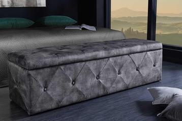 Chesterfield Slaapbank EXTRAVAGANCIA 140cm Grijs Fluweel met