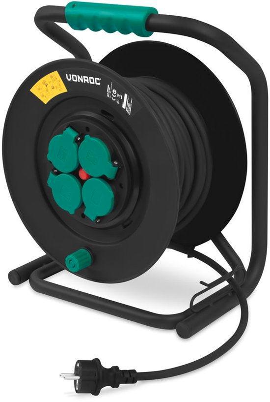 2dekans | VONROC PRO Kabelhaspel 25m – IP44 – Neopreenkabel, Doe-het-zelf en Verbouw, Gereedschap | Overige machines, Zo goed als nieuw