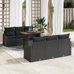 vidaXL 7-delige tuinset met kussens in zwart wicker en, Tuin en Terras, Tuinsets en Loungesets, Verzenden, Nieuw, Rotan, Tuinset
