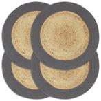 vidaXL Placemats 4 st 38 cm jute en katoen natuurlijk en, Verzenden, Nieuw, Grijs