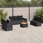 vidaXL 8-delige Loungeset met kussens poly rattan zwart, Nieuw, 8 zitplaatsen, Loungeset, Verzenden