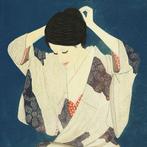 Original woodblock print - Kami(Woman Tying Hair) -