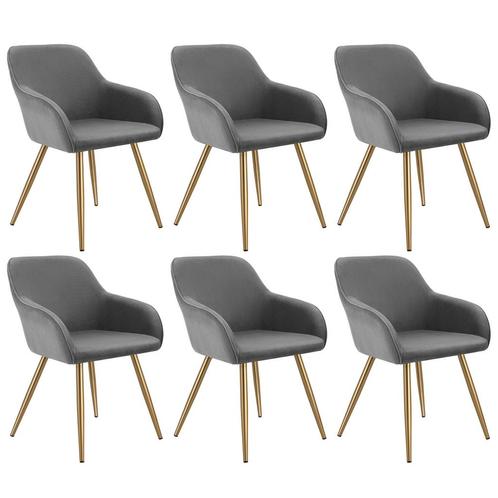 Eetkamerstoel Marilyn, koordlook, gestoffeerd - grijs/goud,, Huis en Inrichting, Stoelen, Verzenden