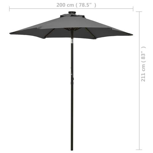 Luxe Parasol met LED-verlichting 200x211cm incl zxonnepan..., Tuin en Terras, Parasols, Nieuw, Verzenden