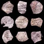 al-Andalus. Lote de nueve (9) fracciones de dirham de plata
