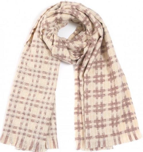 Sjaal geruit - Beige - 190 x 65 cm - Cosy winter, Kleding | Dames, Mutsen, Sjaals en Handschoenen, Sjaal, Nieuw, Verzenden