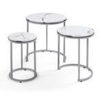 [en.casa] Bijzettafel Bornholm set van 3 rond marmer wit en, Huis en Inrichting, Tafels | Bijzettafels, Verzenden, Nieuw
