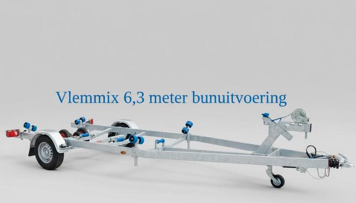 Vlemmix geremde boottrailer, Watersport en Boten, Boottrailers, 1500 tot 3000 kg, 6 tot 9 meter, Nieuw, Sloepentrailer, Ophalen of Verzenden