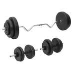 vidaXL Halterset met gewichten curl 60 kg, Sport en Fitness, Fitnessmaterialen, Verzenden, Nieuw