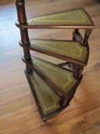 Bibliotheek - Trapje - Mahoniehout, leder, messing
