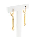 Gouden lange oorbellen met zirconia (rond briljant geslepen), Sieraden, Tassen en Uiterlijk, Oorbellen, Gebruikt, Overige kleuren