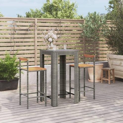 vidaXL 3-delige Tuinbarset poly rattan en massief acaciahout, Tuin en Terras, Tuinsets en Loungesets, Nieuw, 2 zitplaatsen, Rotan
