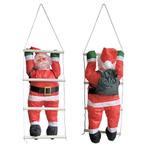 Klimmende Kerstman 90 cm op ladder 130x30 cm, Nieuw, Verzenden