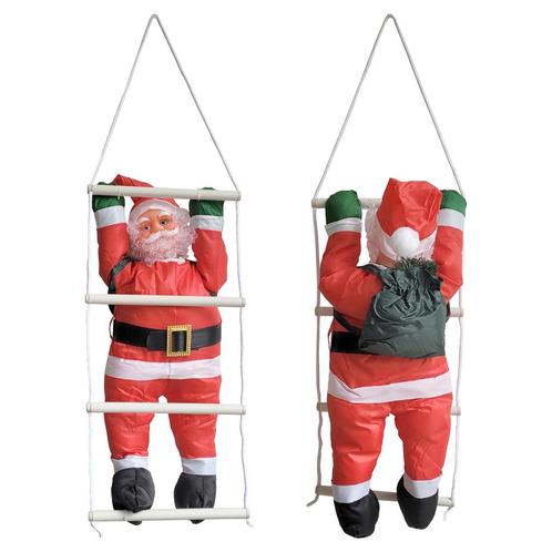 Klimmende Kerstman 90 cm op ladder 130x30 cm, Diversen, Kerst, Nieuw, Verzenden