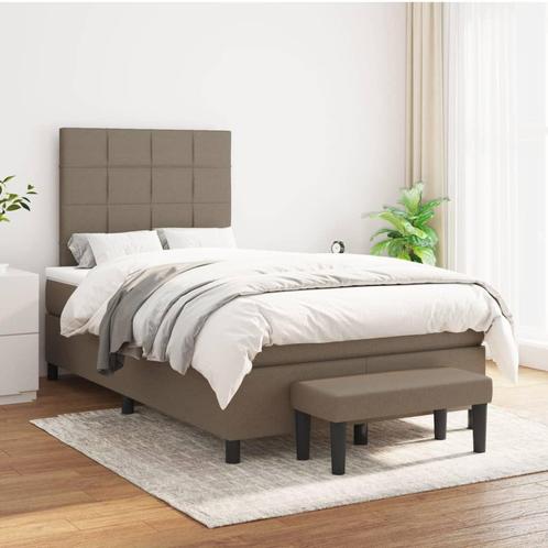 vidaXL Boxspring met matras stof taupe 120x200 cm, Huis en Inrichting, Slaapkamer | Bedden, 120 cm, 200 cm, Twijfelaar, Nieuw