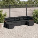 vidaXL 7-delige Loungeset met kussens poly rattan zwart, Verzenden, Nieuw, Rotan, Loungeset