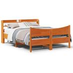 vidaXL Bedframe met hoofdbord massief grenenhout wasbruin, Huis en Inrichting, Slaapkamer | Bedden, Bruin, Verzenden, Nieuw, 190 cm of minder