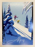 Monsieur Z - Affiche de Tourisme Les Alpes - Le Saut à ski
