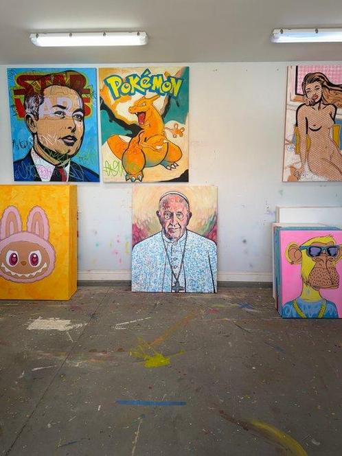 Dillon Boy (1979) - Original Rare Huge DBoy Pope Francis Pop, Antiek en Kunst, Kunst | Schilderijen | Modern