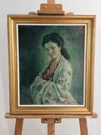 Europese school (XX) - NO RESERVE - Femme en blue, Antiek en Kunst