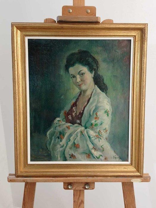 Europese school (XX) - NO RESERVE - Femme en blue, Antiek en Kunst, Kunst | Schilderijen | Klassiek