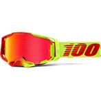 Crossbril 100% Armega Fluo Geel met spiegellens Hiper Rood, Nieuw met kaartje, Motorcrosskleding, 100%