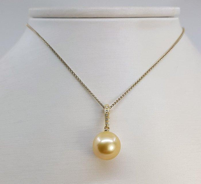 Ketting met hanger - 14 karaat Geel goud - 0.04ct. tw. -, Sieraden, Tassen en Uiterlijk, Antieke sieraden