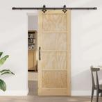 vidaXL Schuifdeur Naturel en zwart 78 x 202 cm, Doe-het-zelf en Verbouw, Deuren en Horren, Verzenden, Nieuw