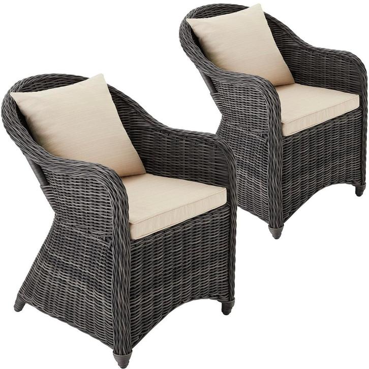 2 luxe wicker fauteuils met kussens - grijs, Tuin en Terras, Tuinsets en Loungesets, Verzenden