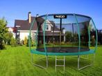 Trampoline 374 cm groen - met gebogen net & ladder - max..., Ophalen of Verzenden, Nieuw