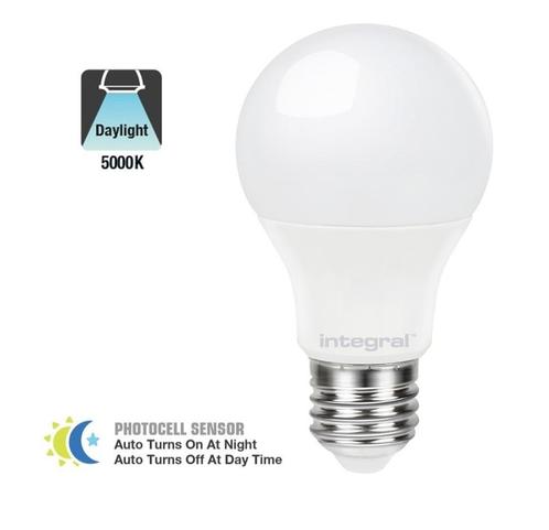E27 Sensor LED Lamp | Schemersensor | 5000K Puur Wit, Tuin en Terras, Buitenverlichting, Led, Licht-donker-sensor, Netvoeding